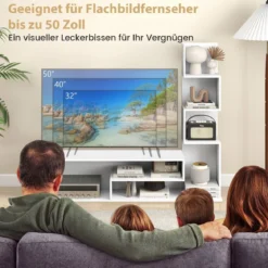 Fernsehschrank Holz Fernsehtisch mit Bücherregal für TVs bis zu 50