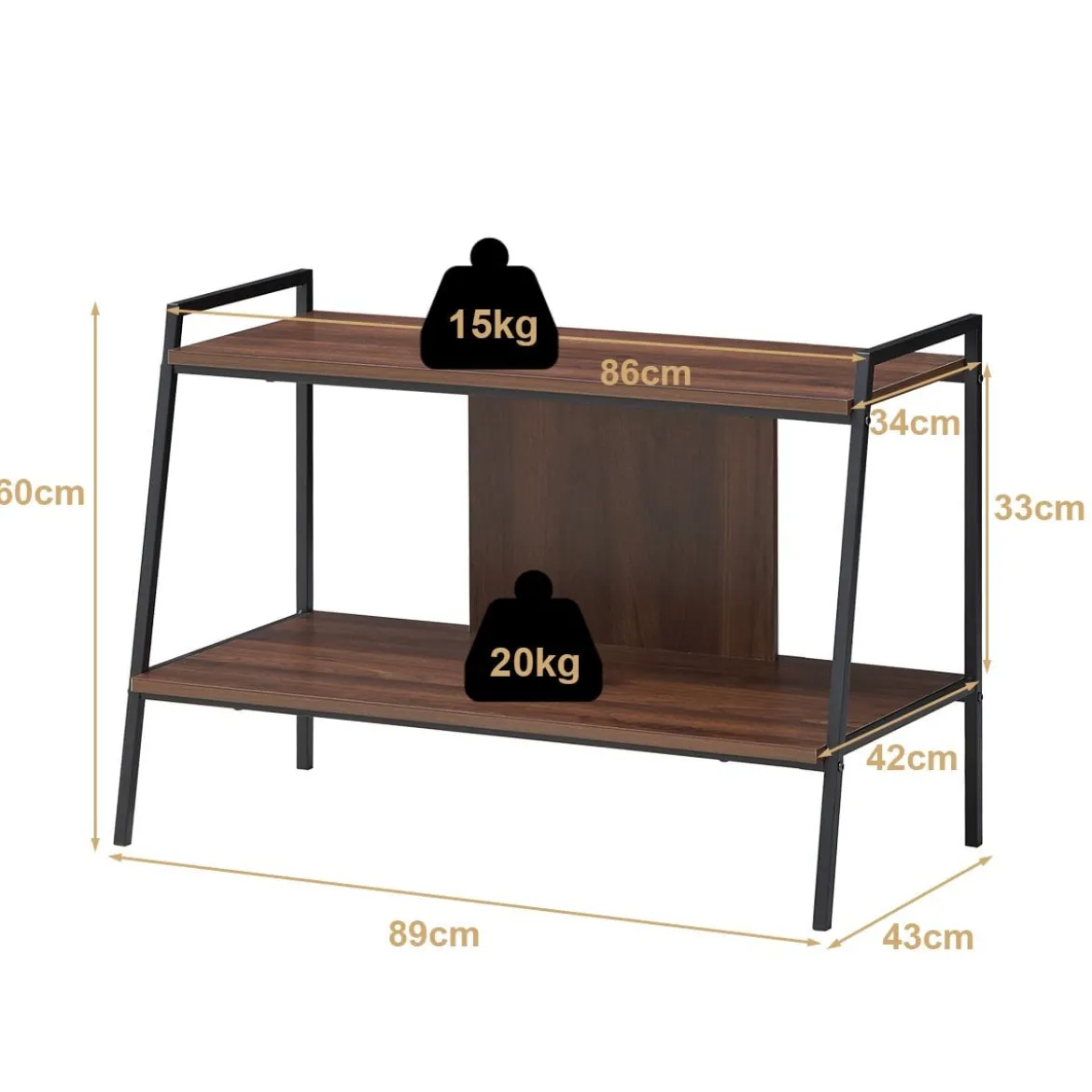Fernsehschrank TV-Entertainment-Center 2-Stufiges TV-Regal für Fernseher bis 32 Zoll Walnuss