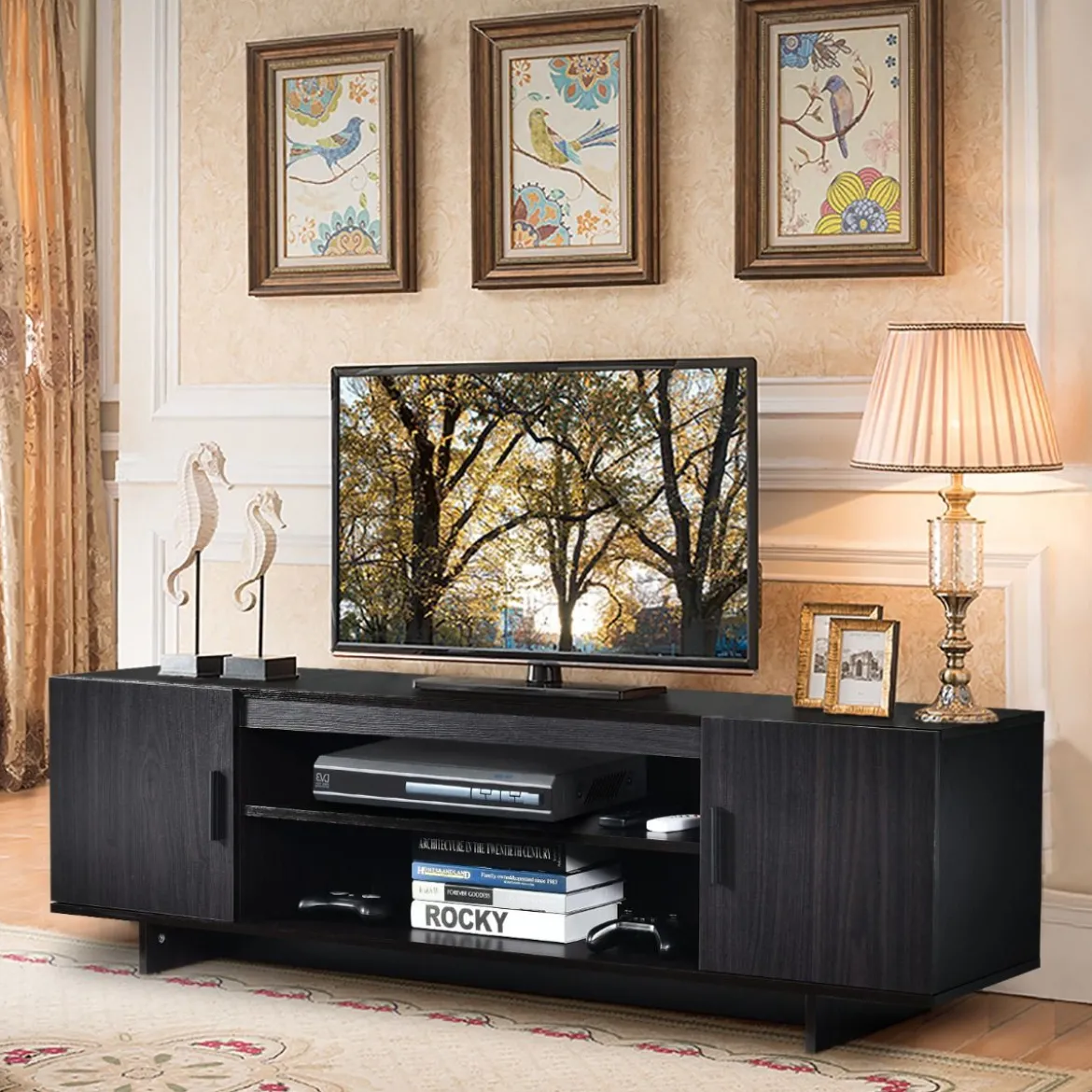 Fernsehschrank TV Schrank für TVs bis zu 65" Medienkonsole mit 2 Schränken 152 x 40 x 45 cm