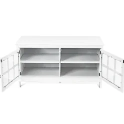 Fernsehtisch für Fernseher bis zu 50 Zoll Lowboard mit 4 Staufächern Vintage TV Board TV Schrank Weiß