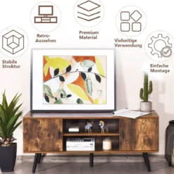 Fernsehtisch Holz Fernsehschrank mit 5 Kiefer-Beinen TV Konsole 120 x 40 x 50,5 cm Braun