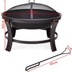 Feuerstelle Garten Grill Feuerkorb mit Funkenhaube 76 x 76 x 60 cm Schwarz