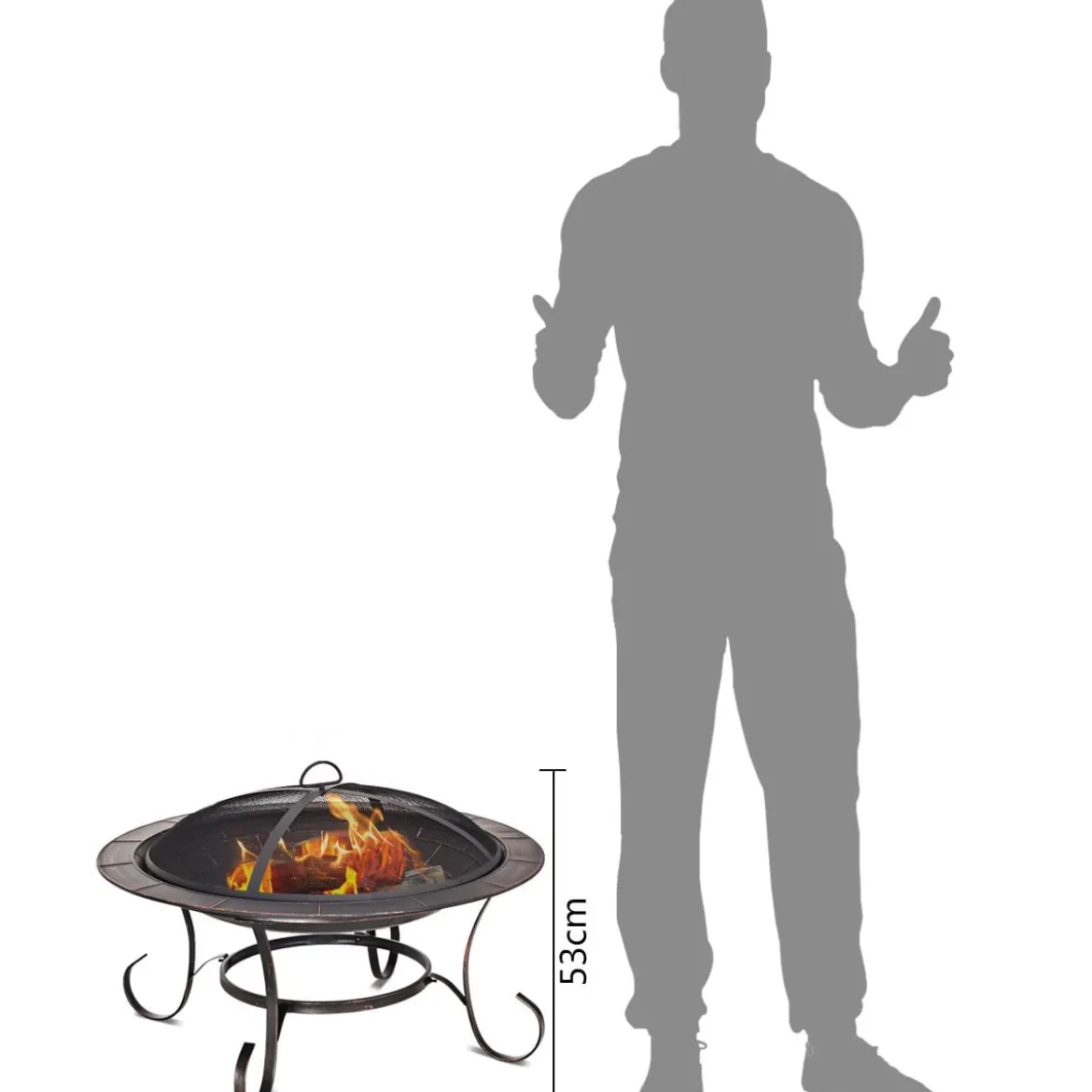 Feuerstelle Garten Grill Feuerkorb mit Funkenhaube 76 x 76 x 53 cm Schwarz