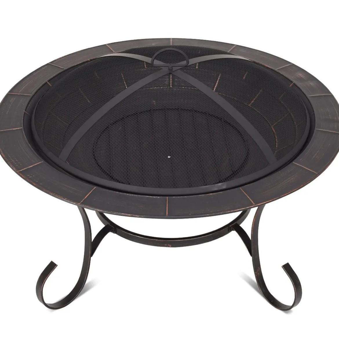 Feuerstelle Garten Grill Feuerkorb mit Funkenhaube 76 x 76 x 53 cm Schwarz