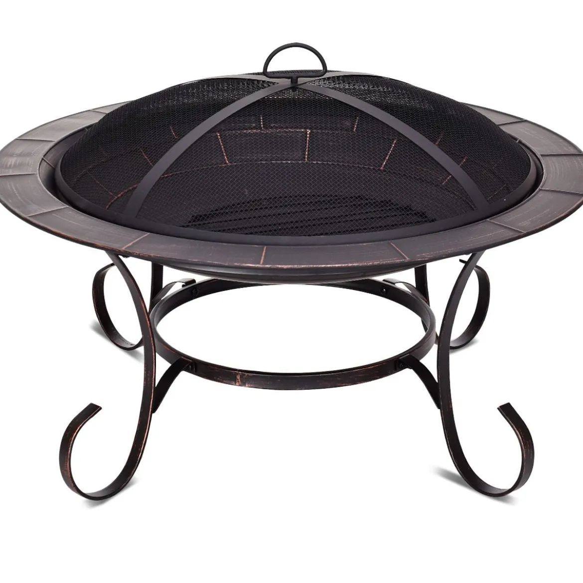 Feuerstelle Garten Grill Feuerkorb mit Funkenhaube 76 x 76 x 53 cm Schwarz