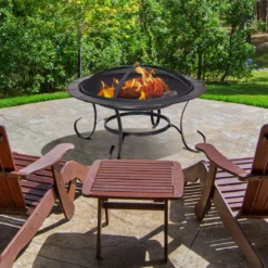 Feuerstelle Garten Grill Feuerkorb mit Funkenhaube 76 x 76 x 53 cm Schwarz