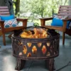 Feuerstelle Garten Terrasse mit Funkenschutz und Schürhaken 71 x 71 x 60 cm