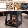 Feuerstelle mit Grillrost Aschekasten unterem Staufach Feuerschale 60 x 80 cm Schwarz