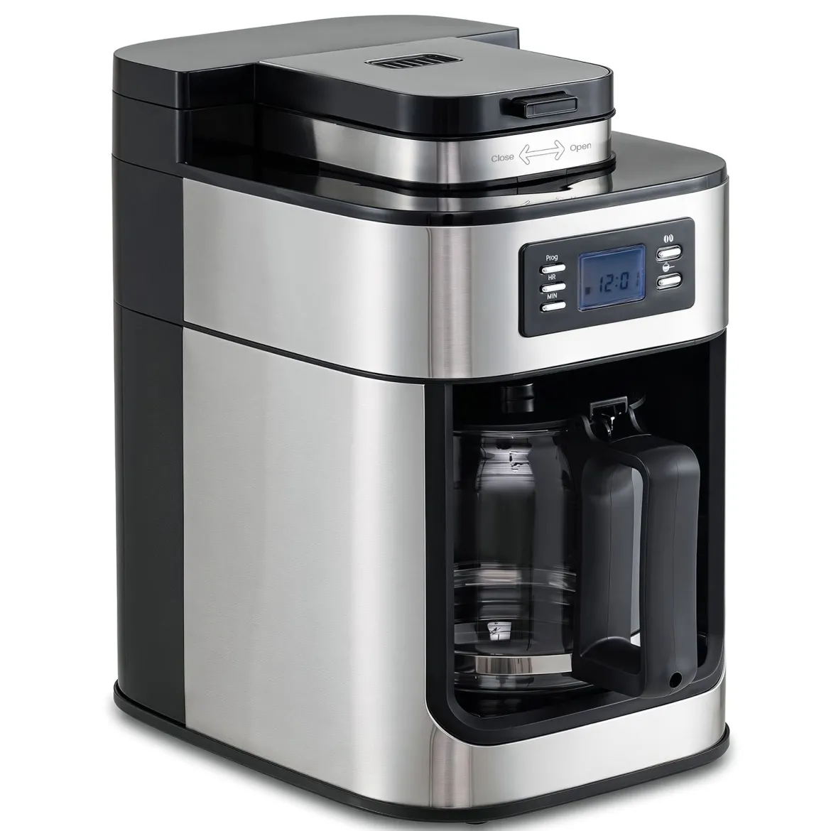 Filterkaffeemaschine mit Glaskanne 8 Tassen Kompakte Kaffeemaschine mit Mahl- und Brühfunktion