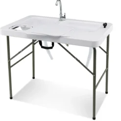 Fischreinigungstisch Klappbarer Filetiertisch 101,5 x 65,5 x 107,5 cm Weiß