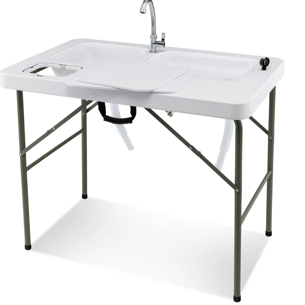 Fischreinigungstisch Klappbarer Filetiertisch 101,5 x 65,5 x 107,5 cm Weiß