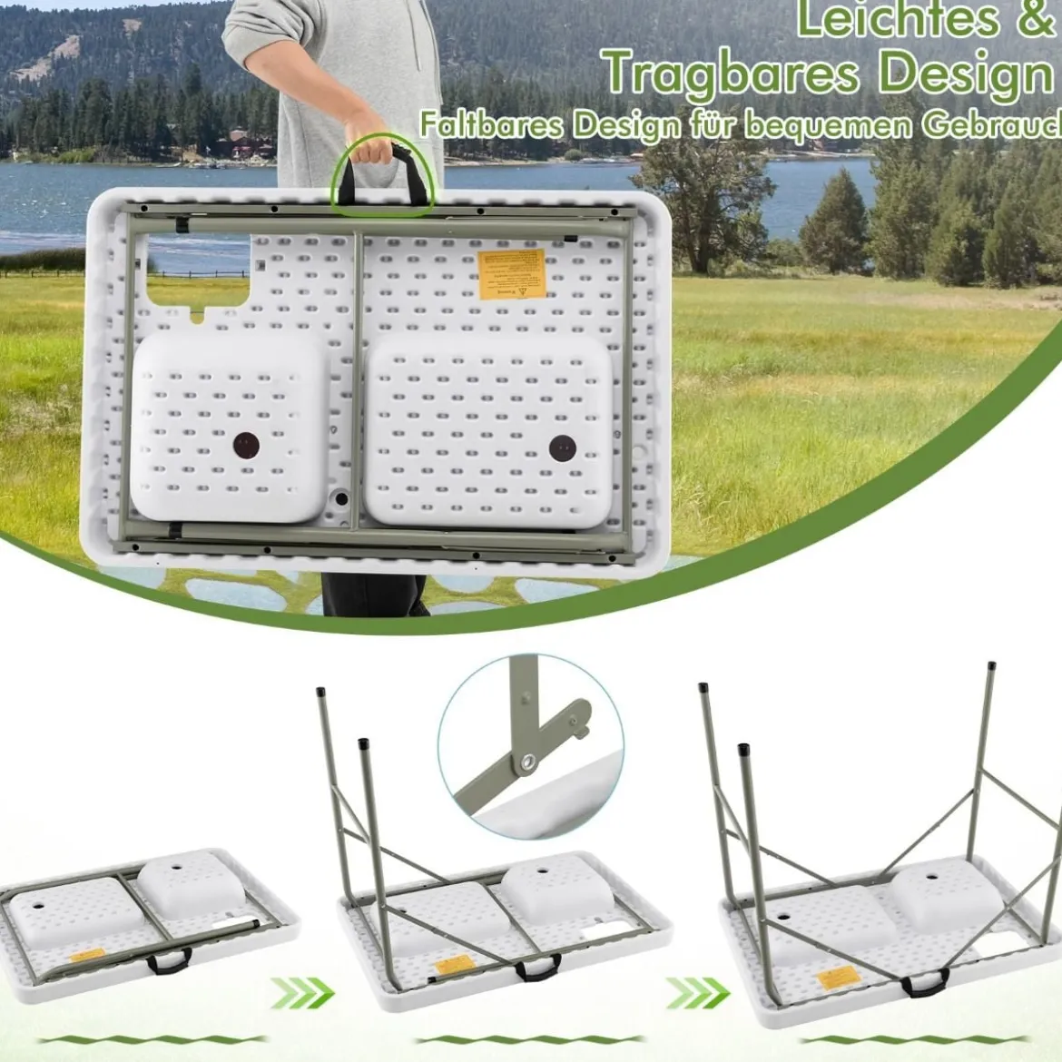 Fischreinigungstisch Klappbarer Filetiertisch 101,5 x 65,5 x 107,5 cm Weiß