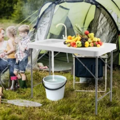 Fischreinigungstisch Tragbarere Fischfilet- undJagdstation mit Spüle Wasserhahn Ablaufschlauch