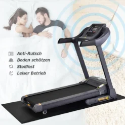 Fitnessgerätematte für Laufband und Heimtrainer zum Schutz von Hartholzböden Schwarz
