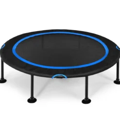 Fitness-Trampolin mit Sicherheitspads Mini Trampolin faltbar φ120 x 26 cm Schwarz und Blau