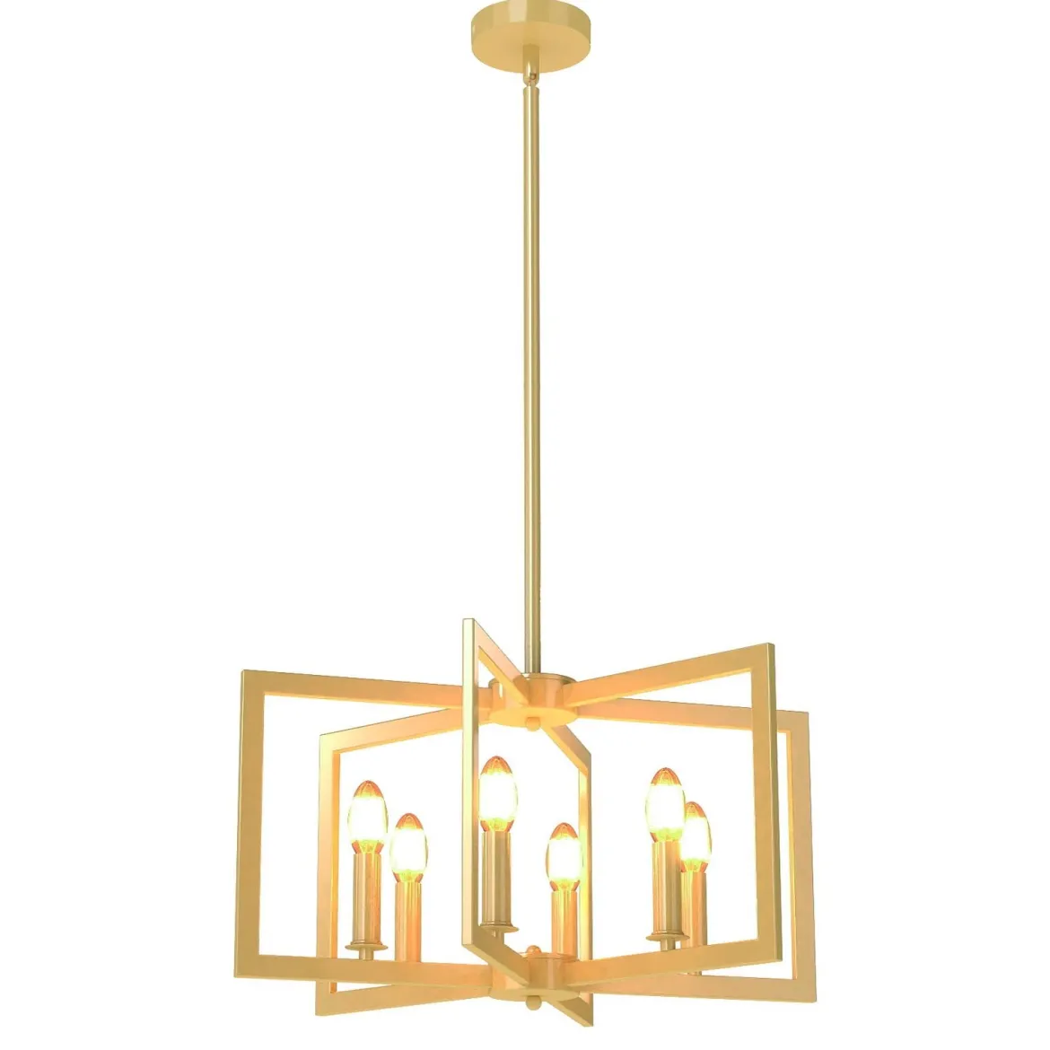 6-flammiger Kronleuchter Deckenleuchte industriell Pendelleuchte mit 67-157 cm verstellbarer Höhe Golden