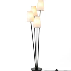 4-flammige Stehlampe mit Fußschalter & 4 Lampenschirmen Moderne Bodenlampe 25 x 25 x 160 cm