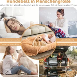 Flauschiges Hundebett für Menschen & Hunde mit Waschbare Hundedecke abnehmbarem Bezug Riemen 171 x 115 cm