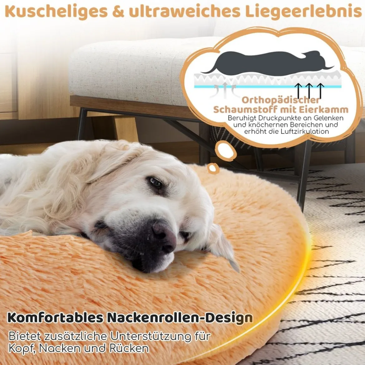 Flauschiges Hundebett für Menschen & Hunde mit Waschbare Hundedecke abnehmbarem Bezug Riemen 171 x 115 cm