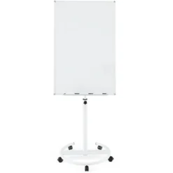 Flipchart Ständer auf Rollen mit Magneten & Markern Höhenverstellbares Whiteboard Weiß