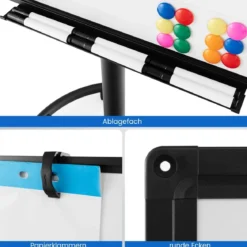 Flipchart Ständer auf Rollen mit Magneten & Markern Whiteboard Höhenverstellbar bis 192 cm