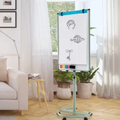 Flipchart Ständer auf Rollen mit Magneten & Markern Höhenverstellbares Whiteboard Grün