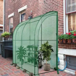 Foliengewächshaus Begehbares Mini-Gewächshaus mit Blumenregal 198,5 x 98 x 215 cm Grün
