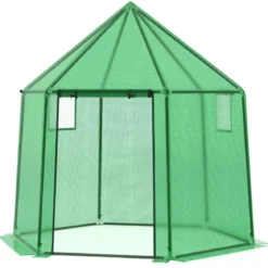 Foliengewächshaus mit Allwetter-PE-Abdeckung & Rolltür & Fenster Gewächshaus Treibhaus