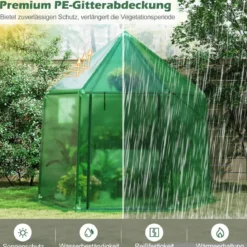 Foliengewächshaus mit Allwetter-PE-Abdeckung & Rolltür & Fenster Gewächshaus Treibhaus