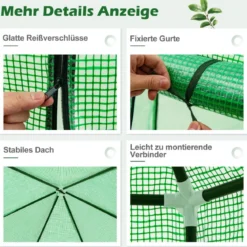 Foliengewächshaus mit Allwetter-PE-Abdeckung & Rolltür & Fenster Gewächshaus Treibhaus