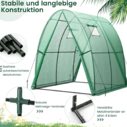 Foliengewächshaus mit Allwetter-PE-Abdeckung & Rolltür & Fenster 181 x 181 x 200 cm Grün