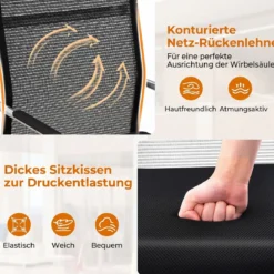 Freischwinger Stühle 2er Set Stapelbare Schwingstühle mit Metallkufenbasis und Armlehne Bürostühle Schwarz