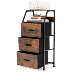 Freistehender Aufbewahrungsschrank mit 3 Schubladen und Ablage 45 x 30 x 92 cm Rustikales Braun