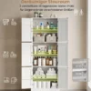 Freistehender Hochschrank mit 6 Türen & 3 Geschlossenen Schränken 60 x 30 x 160 cm Weiß