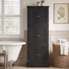 Freistehender Hochschrank mit 6 Türen & 3 Geschlossenen Schränken 60 x 30 x 160 cm Schwarz