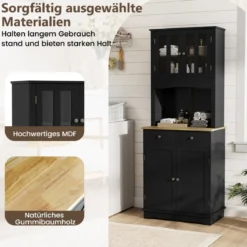 Freistehender Holzschrank mit 2 Schubladen & Verstellbaren Regalen Bodenschrank Schwarz