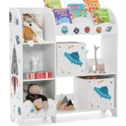 Freistehender Kinderzimmerschrank 3-stöckiger Kinderzimmerregal UFO Weiß