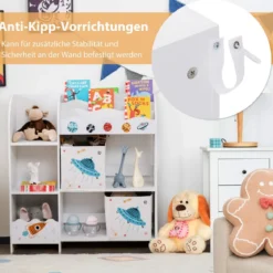 Freistehender Kinderzimmerschrank 3-stöckiger Kinderzimmerregal UFO Weiß