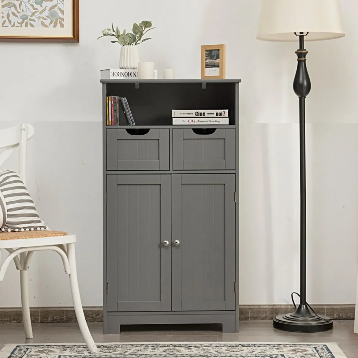 Freistehender Schrank mit Schubladen für die Küche Badezimmer 60 x 30 x 109cm Grau
