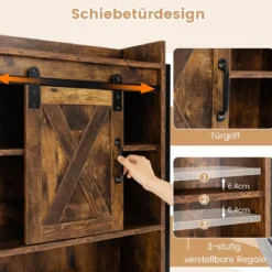 Freistehender Toilettenschrank Badezimmerregal mit verstellbaren Regalen Kaffee
