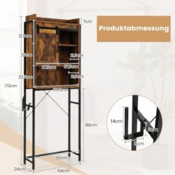 Freistehender Toilettenschrank Badezimmerregal mit verstellbaren Regalen Kaffee