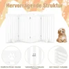 Freistehendes Holztor für Haustiere klappbares 4-teiliges Hundetor mit flexiblen Scharnieren Weiß