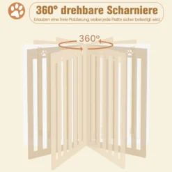 Freistehendes Holztor für Haustiere klappbares 4-teiliges Hundetor mit flexiblen Scharnieren Weiß