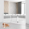Freistehendes Holztor für Haustiere Klappbares Hundetor 3 Paneelen 151,5 x 60 x 1,5 cm Weiß