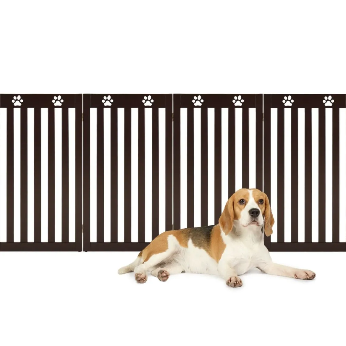 Freistehendes Holztor für Haustiere klappbares 3-teiliges Hundetor mit flexiblen Scharnieren Braun