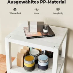 Freistehendes Standregal aus Kunststoff 4 Stufiges Badregal Schmal Küchenregal Weiß