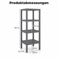 Freistehendes Standregal aus Kunststoff 4 Stufiges Badregal Schmal Küchenregal Grau