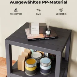 Freistehendes Standregal aus Kunststoff 4 Stufiges Badregal Schmal Küchenregal Grau