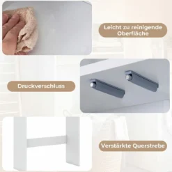 Freistehendes Toilettenregal mit Doppeltür & 2 Offenen Fächern Toilettenschrank mit Verstellbarem Einlegeboden