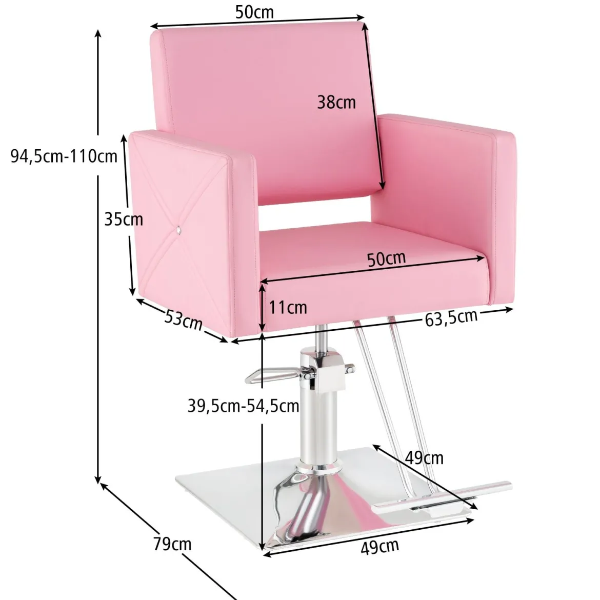 Friseurstuhl Haarsalonstuhl mit schwerer hydraulischer Pumpe Stylistenstuhl für Schönheitsspa Rosa